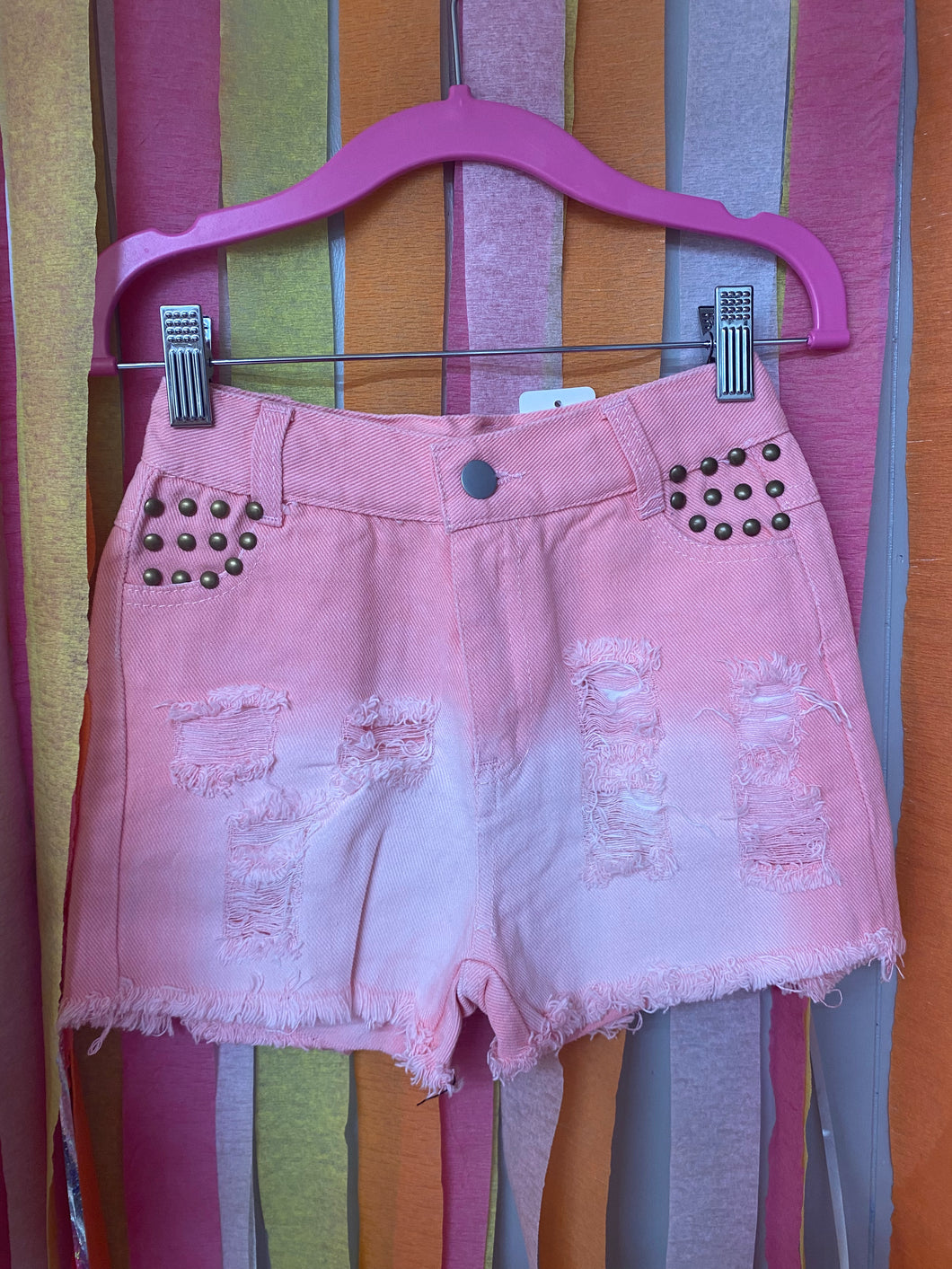 Pink Dye Denim Shorts