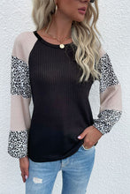 Load image into Gallery viewer, Mama Leopard Print Waffle Knit Tee
