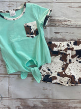 Load image into Gallery viewer, Mint Cow Shorts Set
