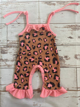 Load image into Gallery viewer, Leopard Shoulder Tie Baby Romper
