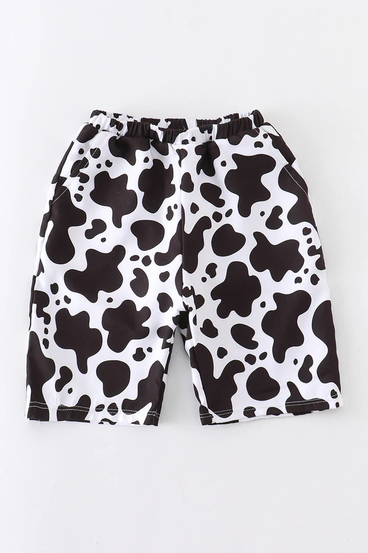 Cow Print Swim Trunks