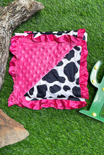 Load image into Gallery viewer, Hot Pink Cow Print Matching Blanket &amp; Car Seat Cover
